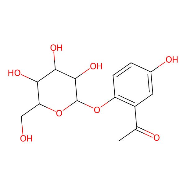 2D Structure of 1-[5-hydroxy-2-[(2S,3S,4R,5S,6R)-3,4,5-trihydroxy-6-(hydroxymethyl)oxan-2-yl]oxyphenyl]ethanone