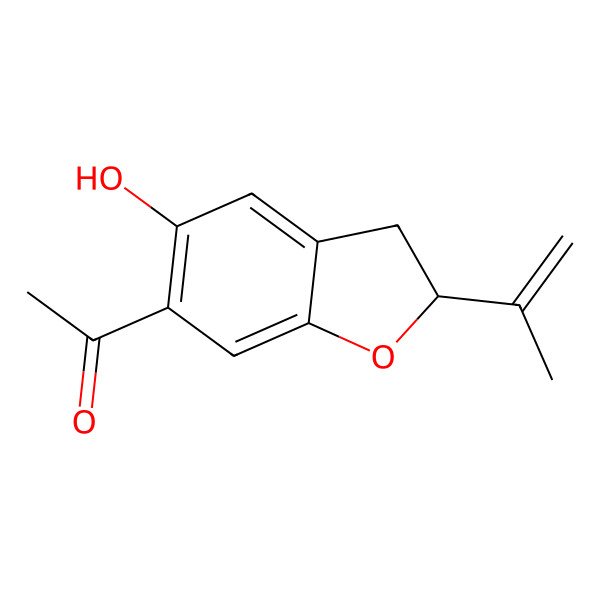 2D Structure of 1-(5-Hydroxy-2-prop-1-en-2-yl-2,3-dihydro-1-benzofuran-6-yl)ethanone 2D Structure of 1-(5-Hydroxy-2-prop-1-en-2-yl-2,3-dihydro-1-benzofuran-6-yl)ethanone