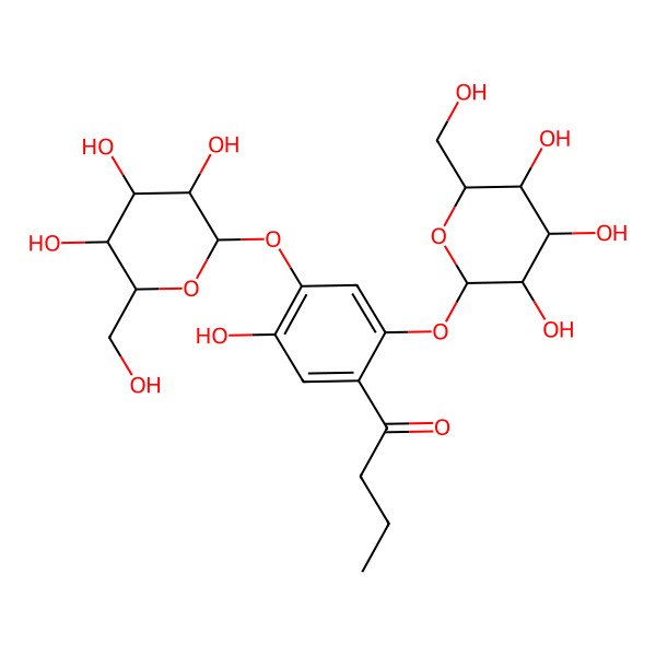 2D Structure of 1-[5-Hydroxy-2,4-bis[[3,4,5-trihydroxy-6-(hydroxymethyl)oxan-2-yl]oxy]phenyl]butan-1-one