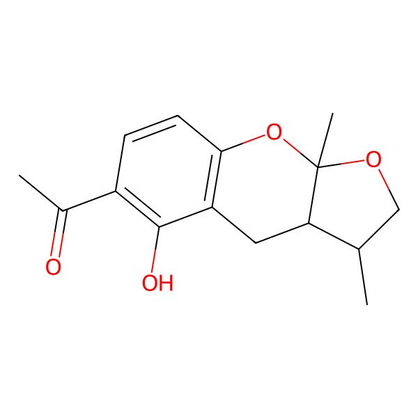 2D Structure of 1-(5-Hydroxy-3,9a-dimethyl-2,3,3a,4-tetrahydrofuro[2,3-b]chromen-6-yl)ethanone