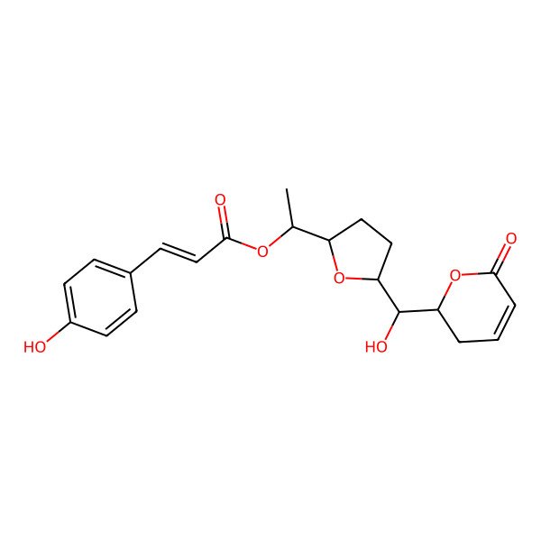 2D Structure of 1-[5-[Hydroxy-(6-oxo-2,3-dihydropyran-2-yl)methyl]oxolan-2-yl]ethyl 3-(4-hydroxyphenyl)prop-2-enoate