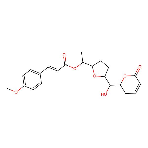 2D Structure of 1-[5-[Hydroxy-(6-oxo-2,3-dihydropyran-2-yl)methyl]oxolan-2-yl]ethyl 3-(4-methoxyphenyl)prop-2-enoate