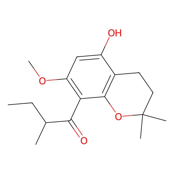 2D Structure of 1-(5-Hydroxy-7-methoxy-2,2-dimethyl-3,4-dihydrochromen-8-yl)-2-methylbutan-1-one