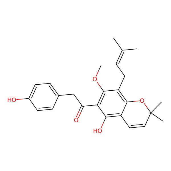 2D Structure of 1-[5-Hydroxy-7-methoxy-2,2-dimethyl-8-(3-methylbut-2-enyl)chromen-6-yl]-2-(4-hydroxyphenyl)ethanone