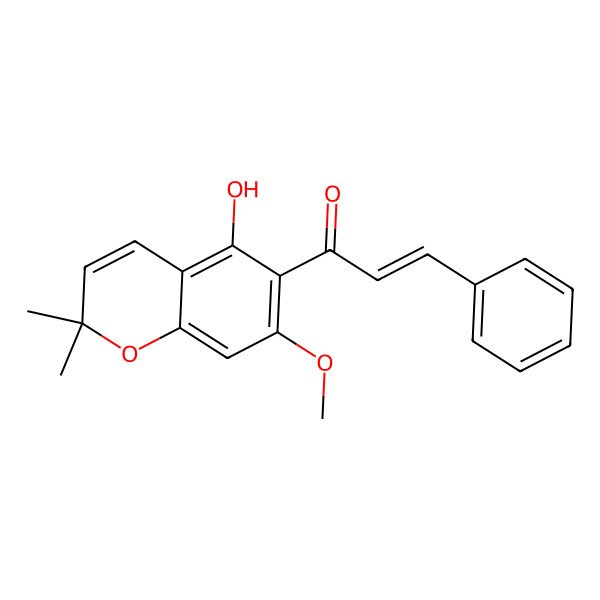 2D Structure of 1-(5-Hydroxy-7-methoxy-2,2-dimethylchromen-6-yl)-3-phenylprop-2-en-1-one 2D Structure of 1-(5-Hydroxy-7-methoxy-2,2-dimethylchromen-6-yl)-3-phenylprop-2-en-1-one