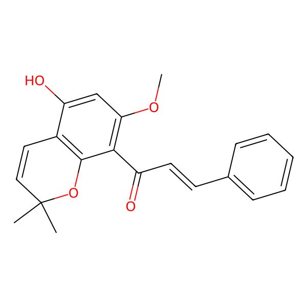 2D Structure of 1-(5-Hydroxy-7-methoxy-2,2-dimethylchromen-8-yl)-3-phenylprop-2-en-1-one 2D Structure of 1-(5-Hydroxy-7-methoxy-2,2-dimethylchromen-8-yl)-3-phenylprop-2-en-1-one