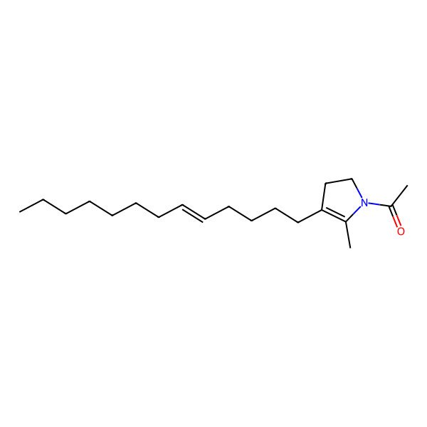 2D Structure of 1-(5-Methyl-4-tridec-5-enyl-2,3-dihydropyrrol-1-yl)ethanone