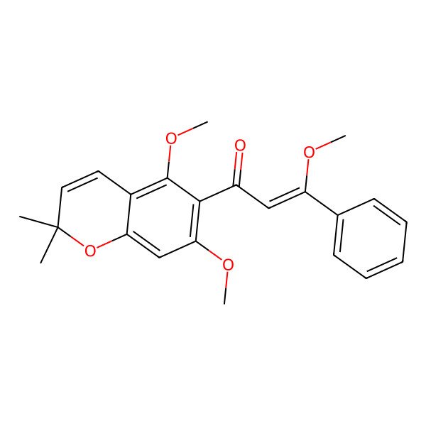 2D Structure of 1-(5,7-Dimethoxy-2,2-dimethylchromen-6-yl)-3-methoxy-3-phenylprop-2-en-1-one 2D Structure of 1-(5,7-Dimethoxy-2,2-dimethylchromen-6-yl)-3-methoxy-3-phenylprop-2-en-1-one