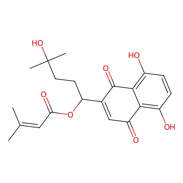 2D Structure of [1-(5,8-Dihydroxy-1,4-dioxonaphthalen-2-yl)-4-hydroxy-4-methylpentyl] 3-methylbut-2-enoate