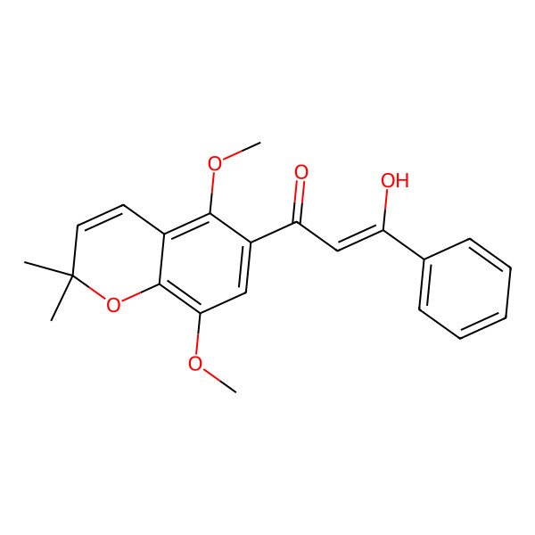 2D Structure of 1-(5,8-Dimethoxy-2,2-dimethylchromen-6-yl)-3-hydroxy-3-phenylprop-2-en-1-one