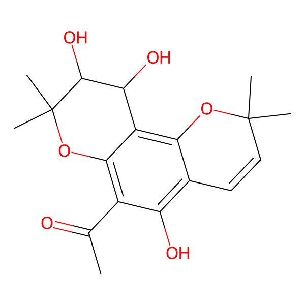 2D Structure of 1-(5,9,10-Trihydroxy-2,2,8,8-tetramethyl-9,10-dihydropyrano[2,3-f]chromen-6-yl)ethanone