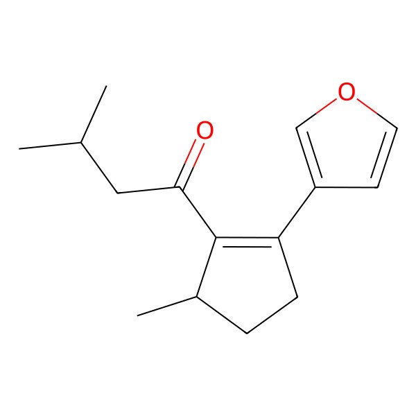 2D Structure of 1-[(5S)-2-(furan-3-yl)-5-methylcyclopenten-1-yl]-3-methylbutan-1-one