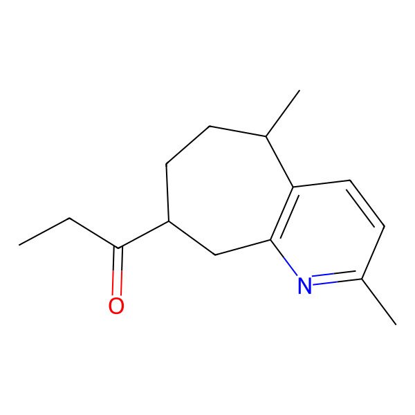 2D Structure of 1-[(5S,8R)-2,5-dimethyl-6,7,8,9-tetrahydro-5H-cyclohepta[b]pyridin-8-yl]propan-1-one