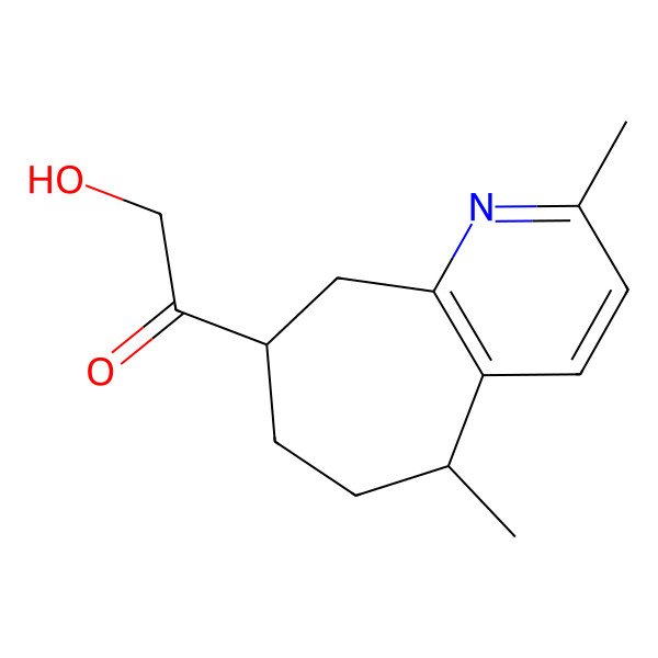 2D Structure of 1-[(5S,8S)-2,5-dimethyl-6,7,8,9-tetrahydro-5H-cyclohepta[b]pyridin-8-yl]-2-hydroxyethanone