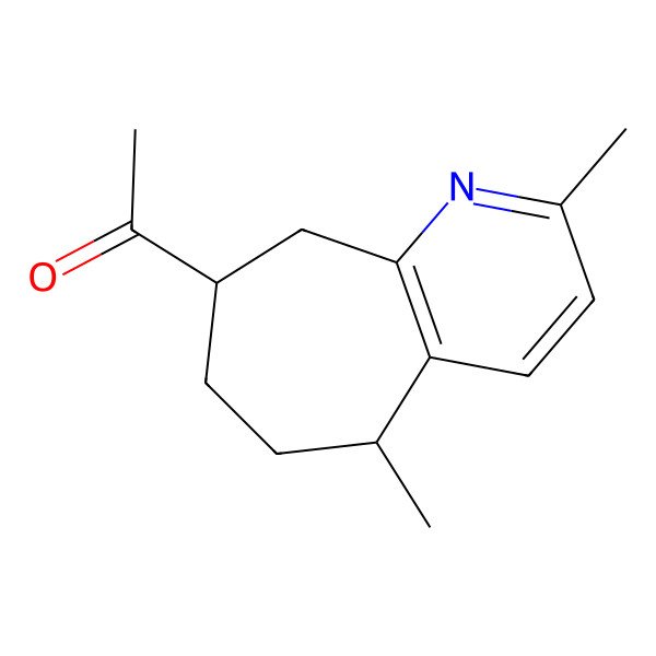 2D Structure of 1-[(5S,8S)-2,5-dimethyl-6,7,8,9-tetrahydro-5H-cyclohepta[b]pyridin-8-yl]ethanone