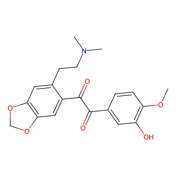 2D Structure of 1-[6-[2-(Dimethylamino)ethyl]-1,3-benzodioxol-5-yl]-2-(3-hydroxy-4-methoxyphenyl)ethane-1,2-dione