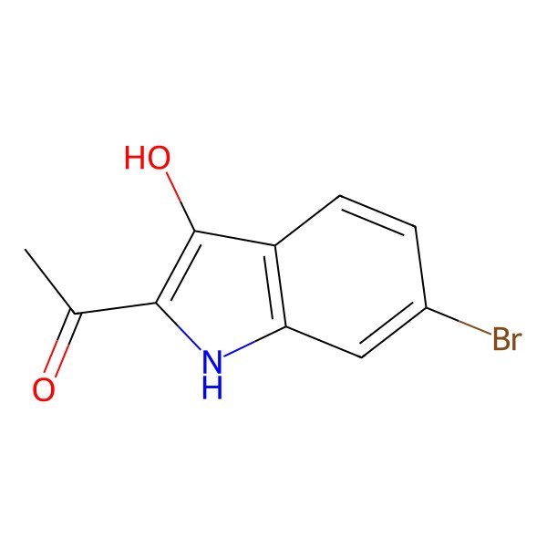 2D Structure of 1-(6-bromo-3-hydroxy-1H-indol-2-yl)ethanone