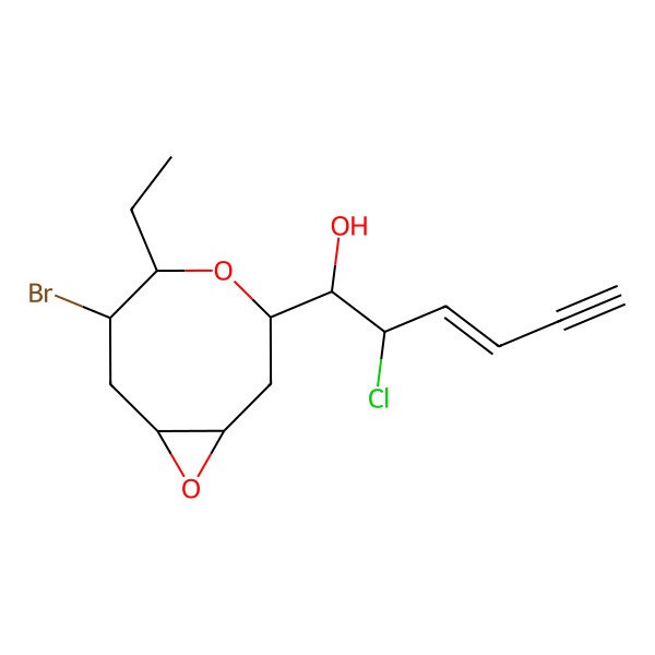 2D Structure of 1-(6-Bromo-5-ethyl-4,9-dioxabicyclo[6.1.0]nonan-3-yl)-2-chlorohex-3-en-5-yn-1-ol