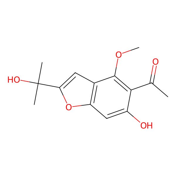 2D Structure of 1-[6-Hydroxy-2-(2-hydroxypropan-2-yl)-4-methoxy-1-benzofuran-5-yl]ethanone