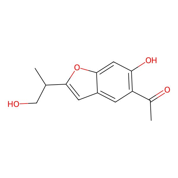 2D Structure of 1-[6-hydroxy-2-[(2R)-1-hydroxypropan-2-yl]-1-benzofuran-5-yl]ethanone