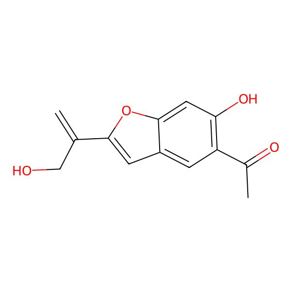 2D Structure of 1-[6-Hydroxy-2-(3-hydroxyprop-1-en-2-yl)-1-benzofuran-5-yl]ethanone