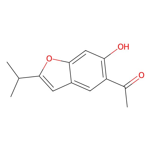 2D Structure of 1-(6-Hydroxy-2-propan-2-yl-1-benzofuran-5-yl)ethanone