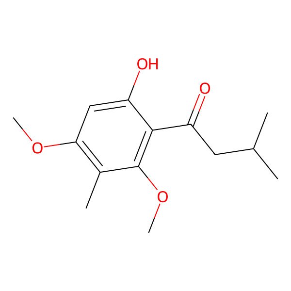 2D Structure of 1-(6-Hydroxy-2,4-dimethoxy-3-methylphenyl)-3-methylbutan-1-one