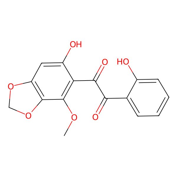 2D Structure of 1-(6-Hydroxy-4-methoxy-1,3-benzodioxol-5-yl)-2-(2-hydroxyphenyl)ethane-1,2-dione