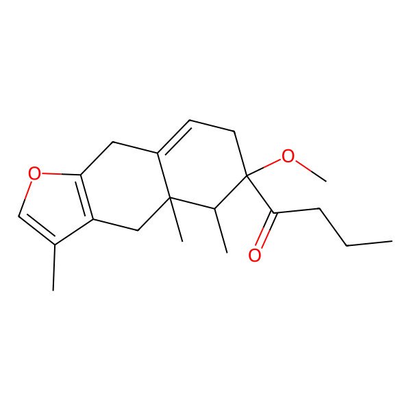 2D Structure of 1-(6-Methoxy-3,4a,5-trimethyl-4,5,7,9-tetrahydrobenzo[f][1]benzofuran-6-yl)butan-1-one