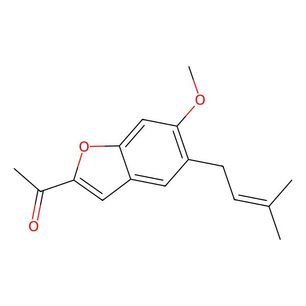 2D Structure of 1-[6-Methoxy-5-(3-methylbut-2-enyl)-1-benzofuran-2-yl]ethanone