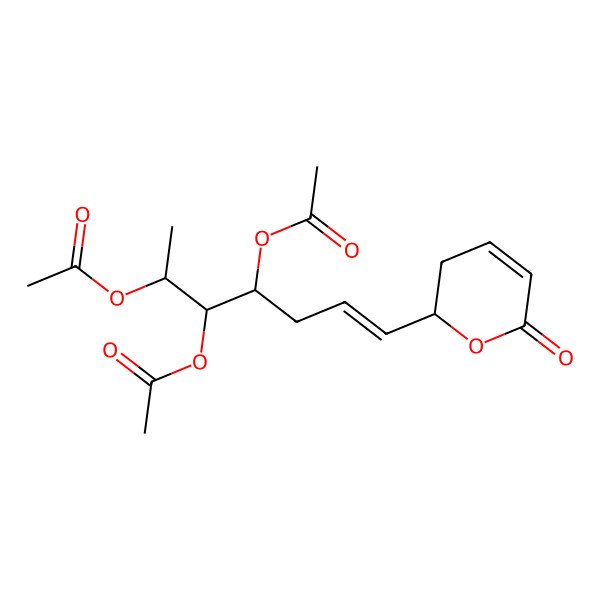 2D Structure of 1-(6-Oxo-3,6-dihydro-2H-pyran-2-yl)hept-1-ene-4,5,6-triyl triacetate 2D Structure of 1-(6-Oxo-3,6-dihydro-2H-pyran-2-yl)hept-1-ene-4,5,6-triyl triacetate