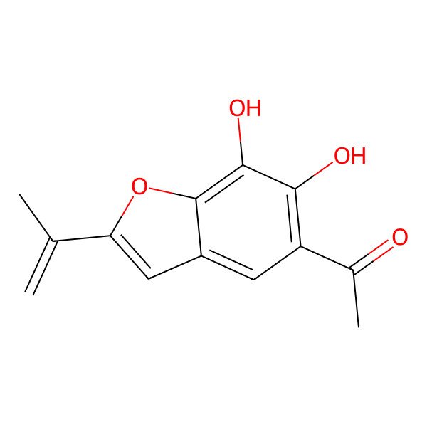 2D Structure of 1-(6,7-Dihydroxy-2-prop-1-en-2-yl-1-benzofuran-5-yl)ethanone