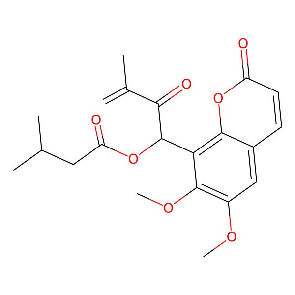 2D Structure of [1-(6,7-Dimethoxy-2-oxochromen-8-yl)-3-methyl-2-oxobut-3-enyl] 3-methylbutanoate