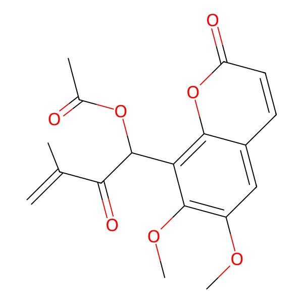 2D Structure of [1-(6,7-Dimethoxy-2-oxochromen-8-yl)-3-methyl-2-oxobut-3-enyl] acetate