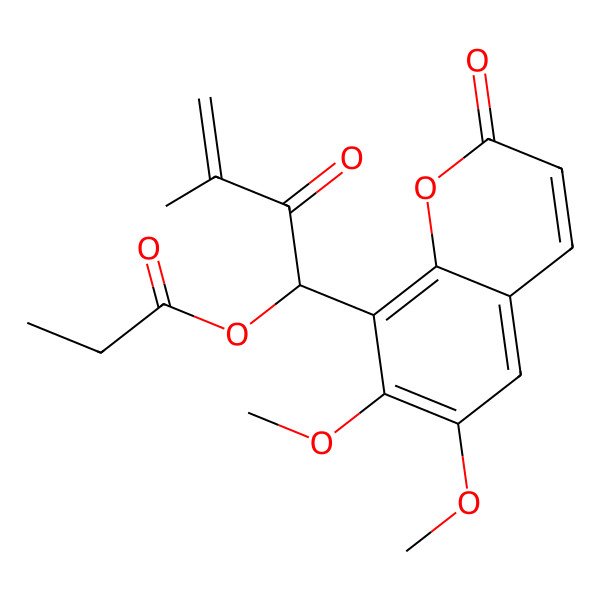 2D Structure of [1-(6,7-Dimethoxy-2-oxochromen-8-yl)-3-methyl-2-oxobut-3-enyl] propanoate