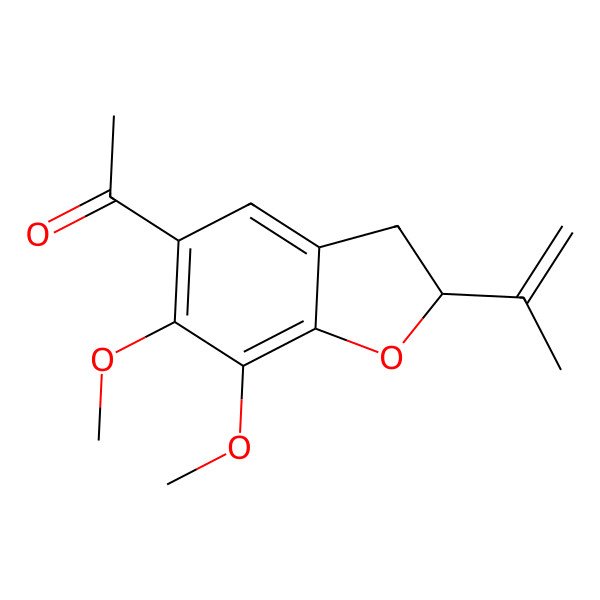 2D Structure of 1-(6,7-Dimethoxy-2-prop-1-en-2-yl-2,3-dihydro-1-benzofuran-5-yl)ethanone