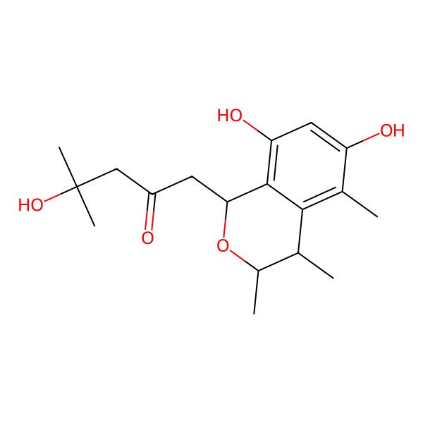 2D Structure of 1-(6,8-dihydroxy-3,4,5-trimethyl-3,4-dihydro-1H-isochromen-1-yl)-4-hydroxy-4-methylpentan-2-one