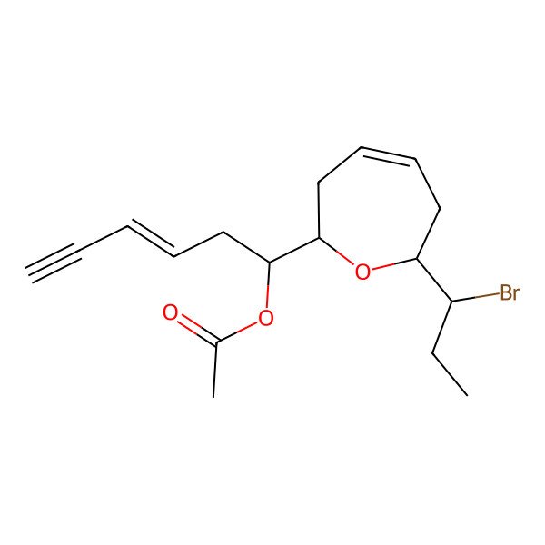 2D Structure of 1-[7-(1-Bromopropyl)-2,3,6,7-tetrahydrooxepin-2-yl]hex-3-en-5-ynyl acetate
