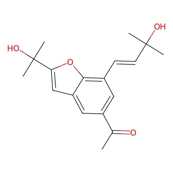 2D Structure of 1-[7-(3-Hydroxy-3-methylbut-1-enyl)-2-(2-hydroxypropan-2-yl)-1-benzofuran-5-yl]ethanone