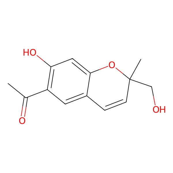 2D Structure of 1-[7-Hydroxy-2-(hydroxymethyl)-2-methylchromen-6-yl]ethanone