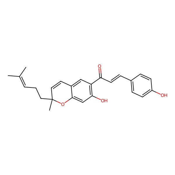 2D Structure of 1-[7-Hydroxy-2-methyl-2-(4-methylpent-3-enyl)chromen-6-yl]-3-(4-hydroxyphenyl)prop-2-en-1-one