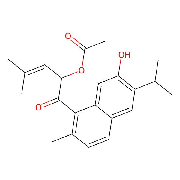 2D Structure of [1-(7-Hydroxy-2-methyl-6-propan-2-ylnaphthalen-1-yl)-4-methyl-1-oxopent-3-en-2-yl] acetate