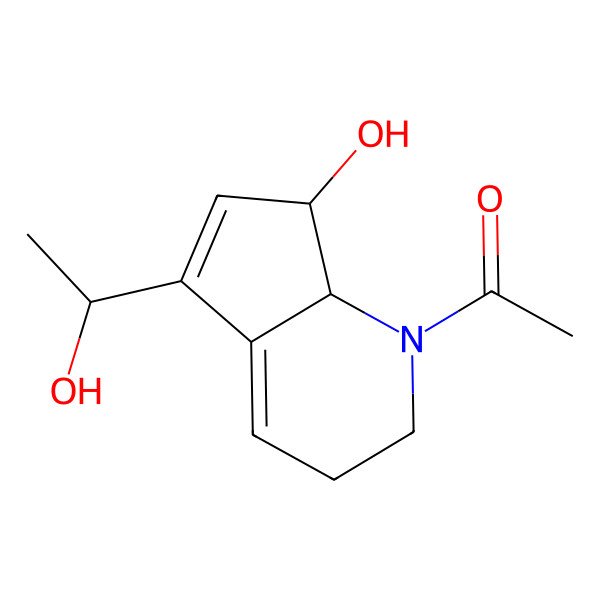 2D Structure of 1-[7-Hydroxy-5-(1-hydroxyethyl)-2,3,7,7a-tetrahydrocyclopenta[b]pyridin-1-yl]ethanone