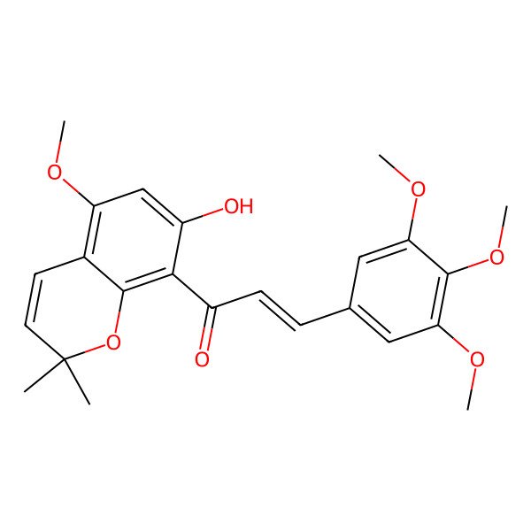 2D Structure of 1-(7-Hydroxy-5-methoxy-2,2-dimethylchromen-8-yl)-3-(3,4,5-trimethoxyphenyl)prop-2-en-1-one