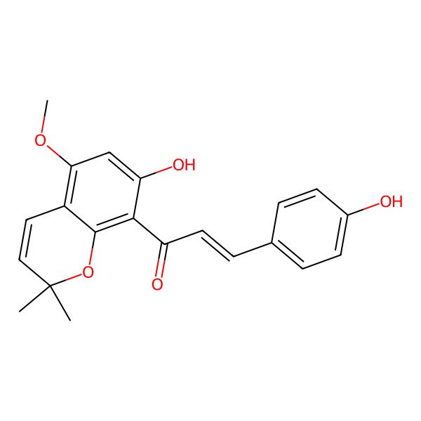 2D Structure of 1-(7-Hydroxy-5-methoxy-2,2-dimethylchromen-8-yl)-3-(4-hydroxyphenyl)prop-2-en-1-one
