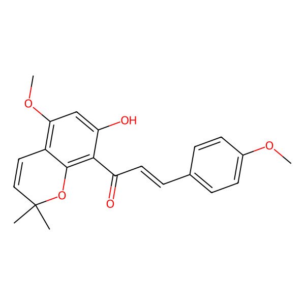 2D Structure of 1-(7-Hydroxy-5-methoxy-2,2-dimethylchromen-8-yl)-3-(4-methoxyphenyl)prop-2-en-1-one