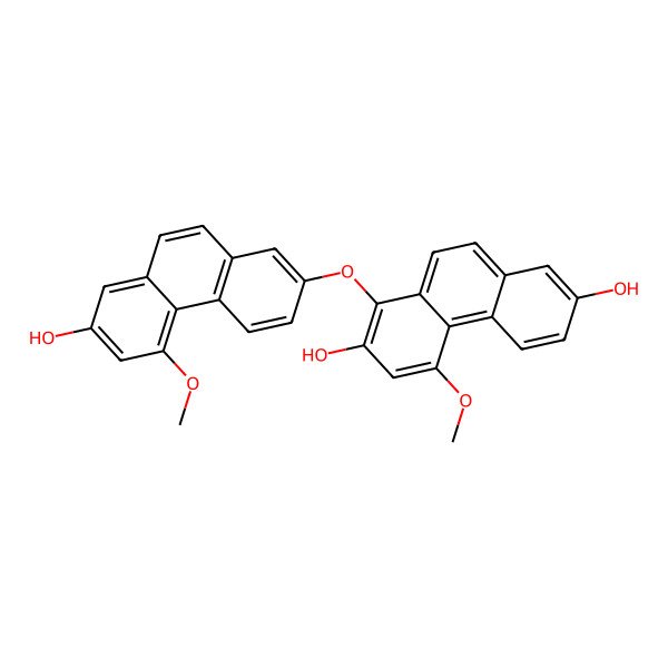 2D Structure of 1-(7-Hydroxy-5-methoxyphenanthren-2-yl)oxy-4-methoxyphenanthrene-2,7-diol