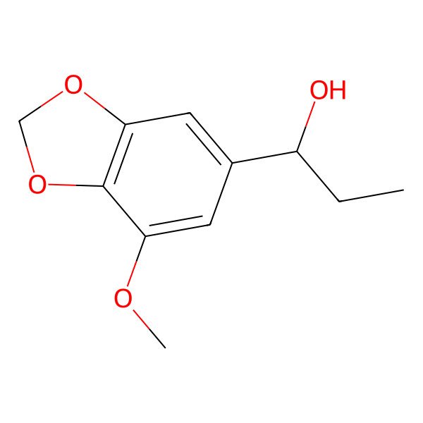 2D Structure of 1-(7-Methoxy-1,3-benzodioxol-5-yl)propan-1-ol 2D Structure of 1-(7-Methoxy-1,3-benzodioxol-5-yl)propan-1-ol