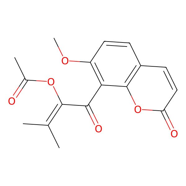 2D Structure of [1-(7-Methoxy-2-oxochromen-8-yl)-3-methyl-1-oxobut-2-en-2-yl] acetate