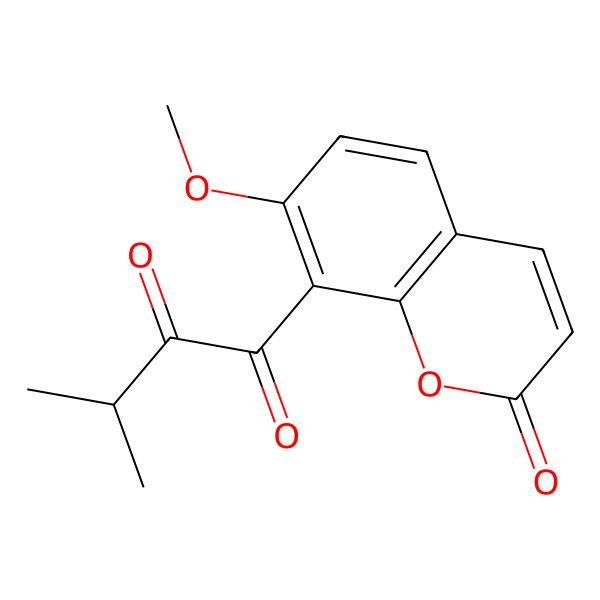2D Structure of 1-(7-Methoxy-2-oxochromen-8-yl)-3-methylbutane-1,2-dione